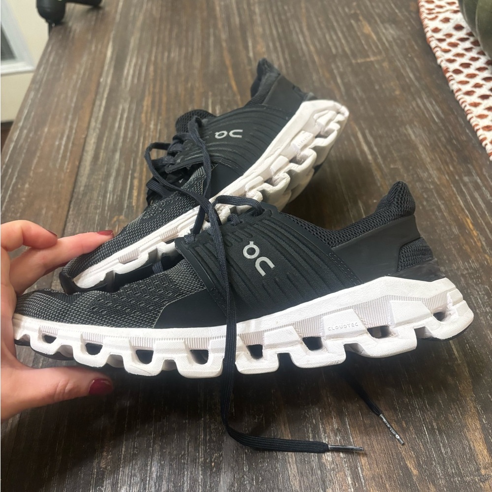 On Running Black and White Athletic Shoes